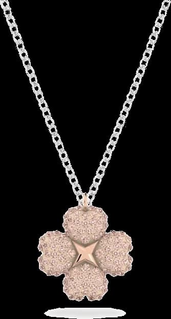 Collier Swarovski Latisha Flower 5636488 plaqué rhodium pendentif réversible incrusté de cristaux