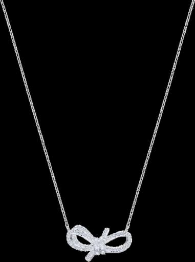 Collier Swarovski Lifelong Bow 5440643 plaqué rhodium nœud incrusté de cristaux