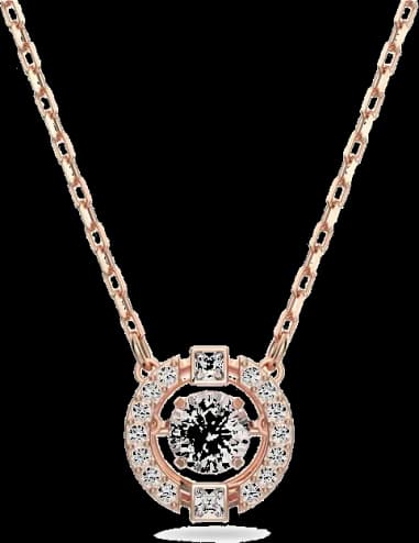 Collier Swarovski Sparkling Dance Round 5272364 en métal plaqué or rose cristaux blancs
