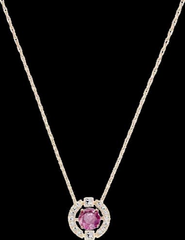 Swarovski Sparkling Dance Round 5279421 Rose Gold Plated Fuchsia Stone Necklace