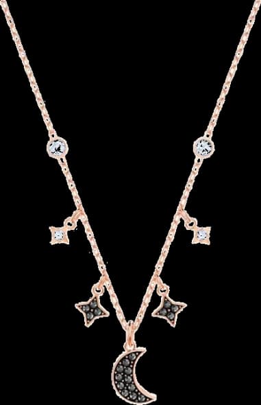 Collier Swarovski Symbolic Moon 5429737 plaqué or rose cristaux noirs et blancs