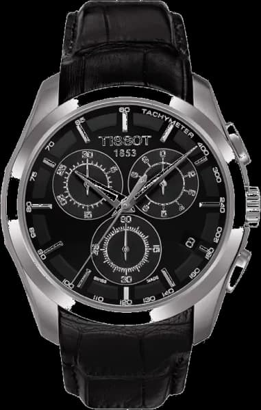 Tissot T035.617.16.051.00 Quartz Chronograph Stainless Steel and Black Leather Watch