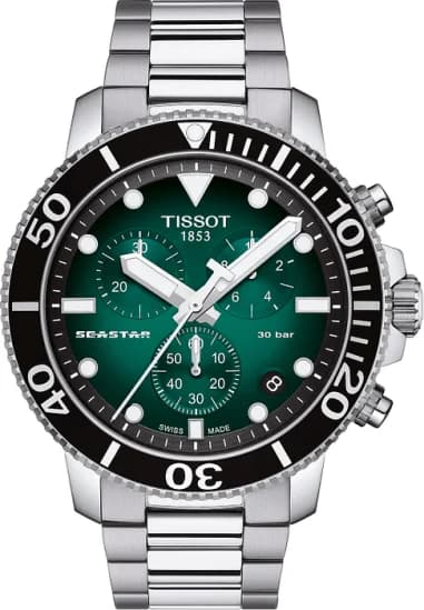 Tissot T1204171109101 Seastar 1000 Chronograph Stainless Steel Green Dial Watch