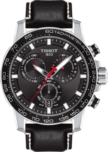 Tissot T1256171605100 Supersport Chrono Black Leather 45.5mm Watch