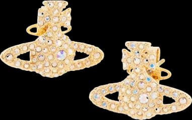 Boucles d'oreilles Vivienne Westwood bas relief pavés de cristaux
