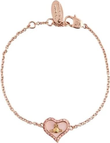 Bracelet Vivienne Westwood Petra bas relief nacre or rose en chaine souple