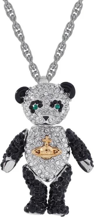 Collier Vivienne Westwood Ourson Teddy noir micropavé de cristaux