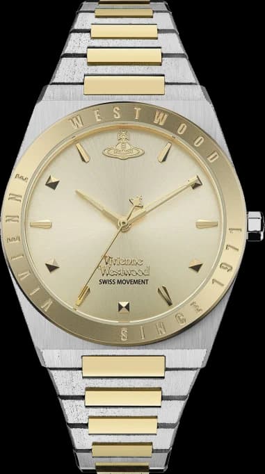 Women's Vivienne Westwood Charterhouse VV244CPSG watch, two-tone steel bracelet, gold dial
