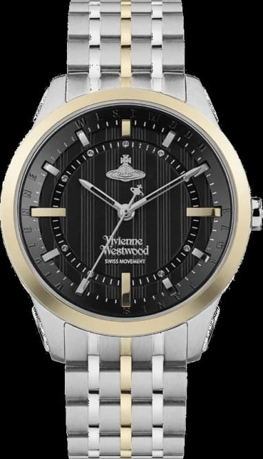Women's Vivienne Westwood East End VV262BKSG watch, bicolor steel bracelet, black dial