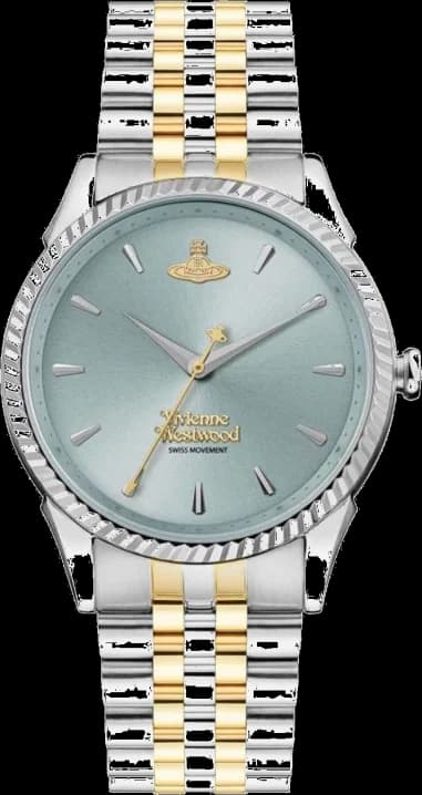 Vivienne Westwood Seymour VV240LGRSG women's watch, two-tone steel bracelet, turquoise dial
