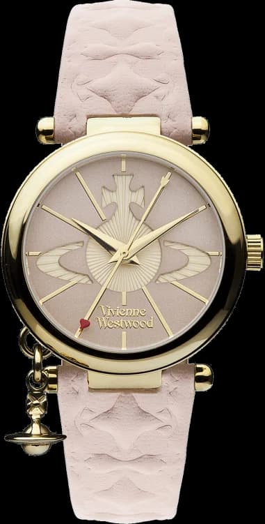 Vivienne Westwood Orb II VV006PKPK watch pink leather strap yellow gold case